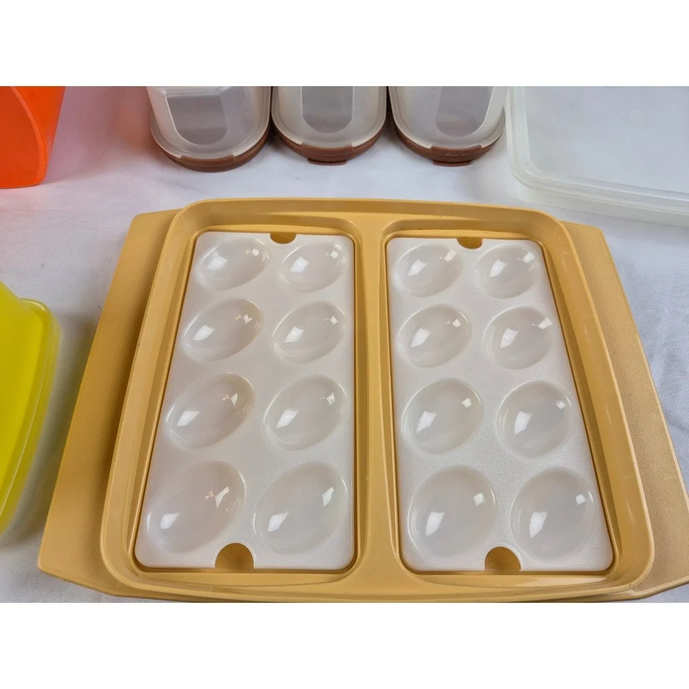 Tupperware Vintage Kitchen Storage Lot Modular Mates‎ Canisters Deviled Egg 9 Pc